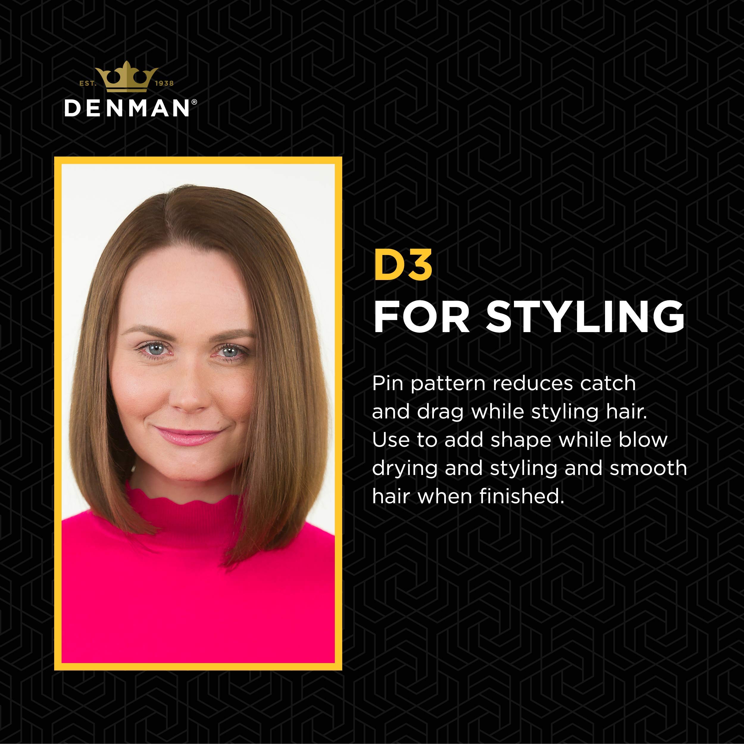 Denman Original Styler, 7 Row for Detangling, Blow-drying, Styling & Smoothing the Hair, African Violet D3