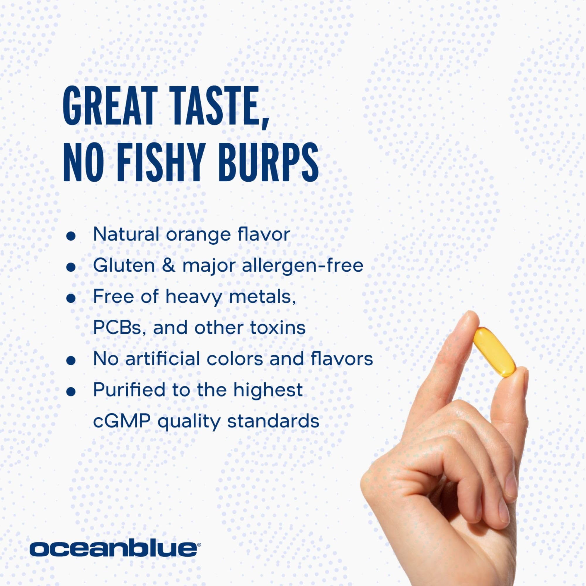 Oceanblue Professional Omega-3 2100 with Vitamin K2 and Vitamin D3-60 Count - Triple Strength Burpless Fish Oil Omega-3 Supplement with EPA, DHA & DPA - Wild Caught - Orange Flavor, 30 Servings