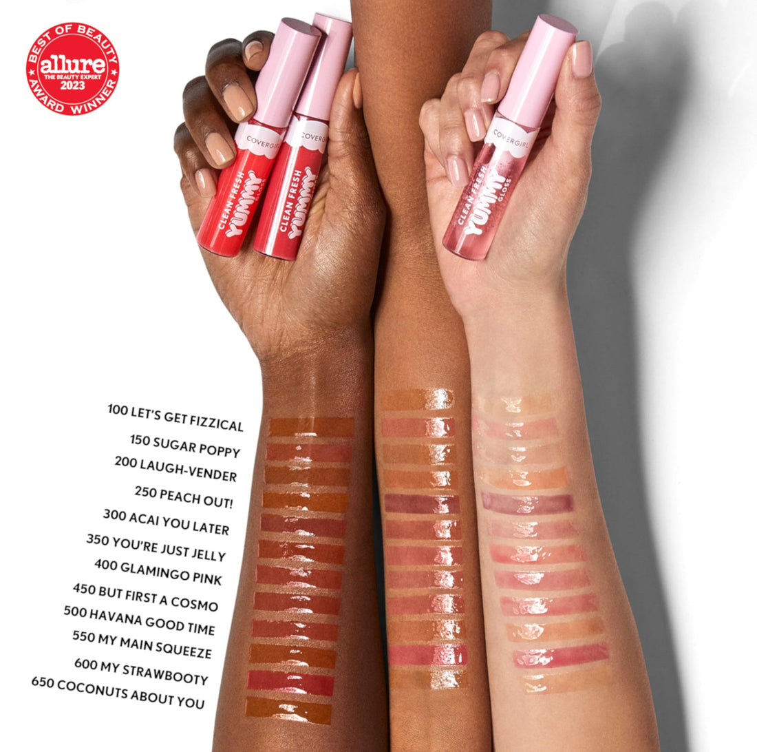 COVERGIRL Clean Fresh Yummy Gloss – Lip Gloss, Sheer, Natural Scents, Vegan Formula - Glamingo Pink
