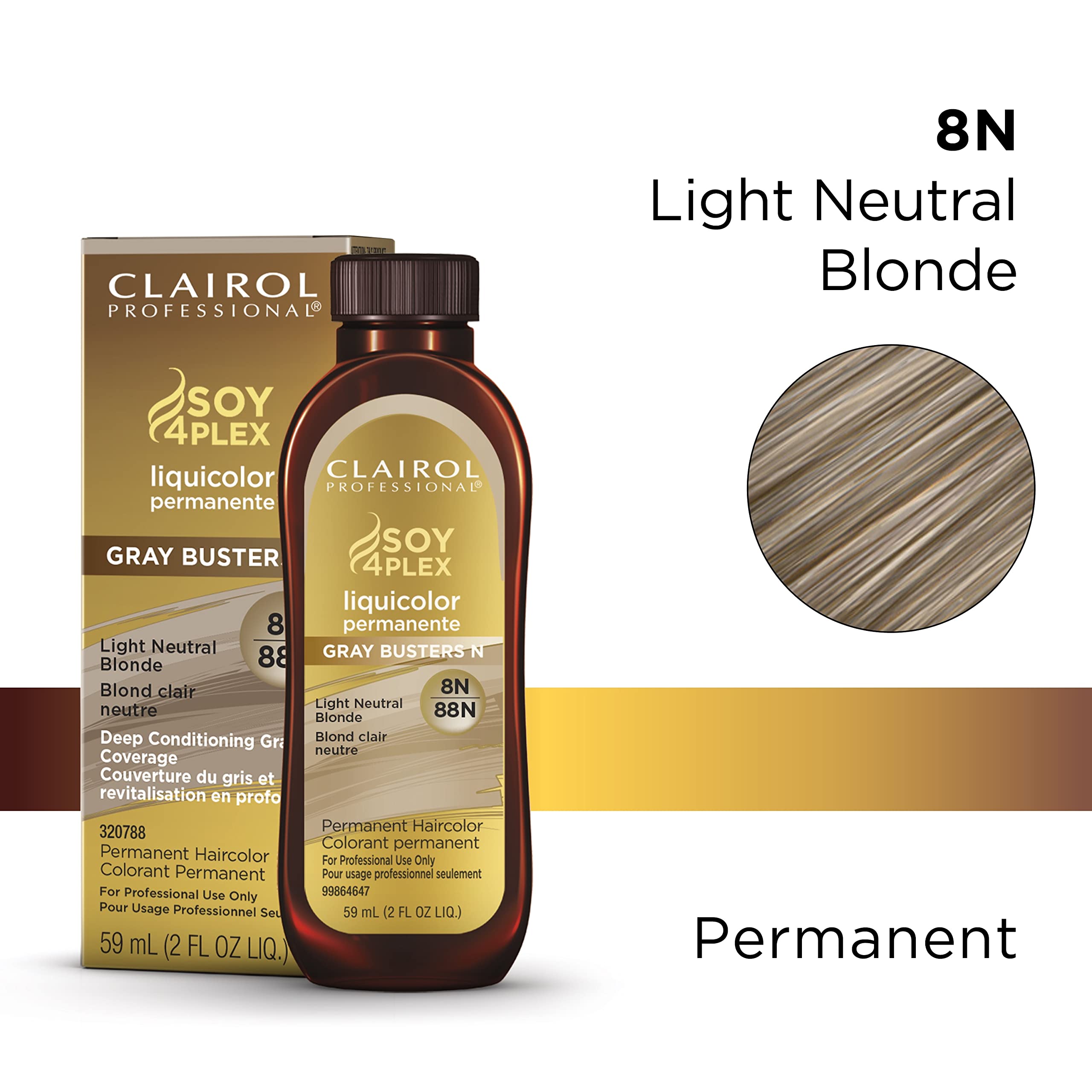 Clairol Professional Permanent Liquicolor for Hair, 8n Light Neutral Blonde, 2 Fl Oz