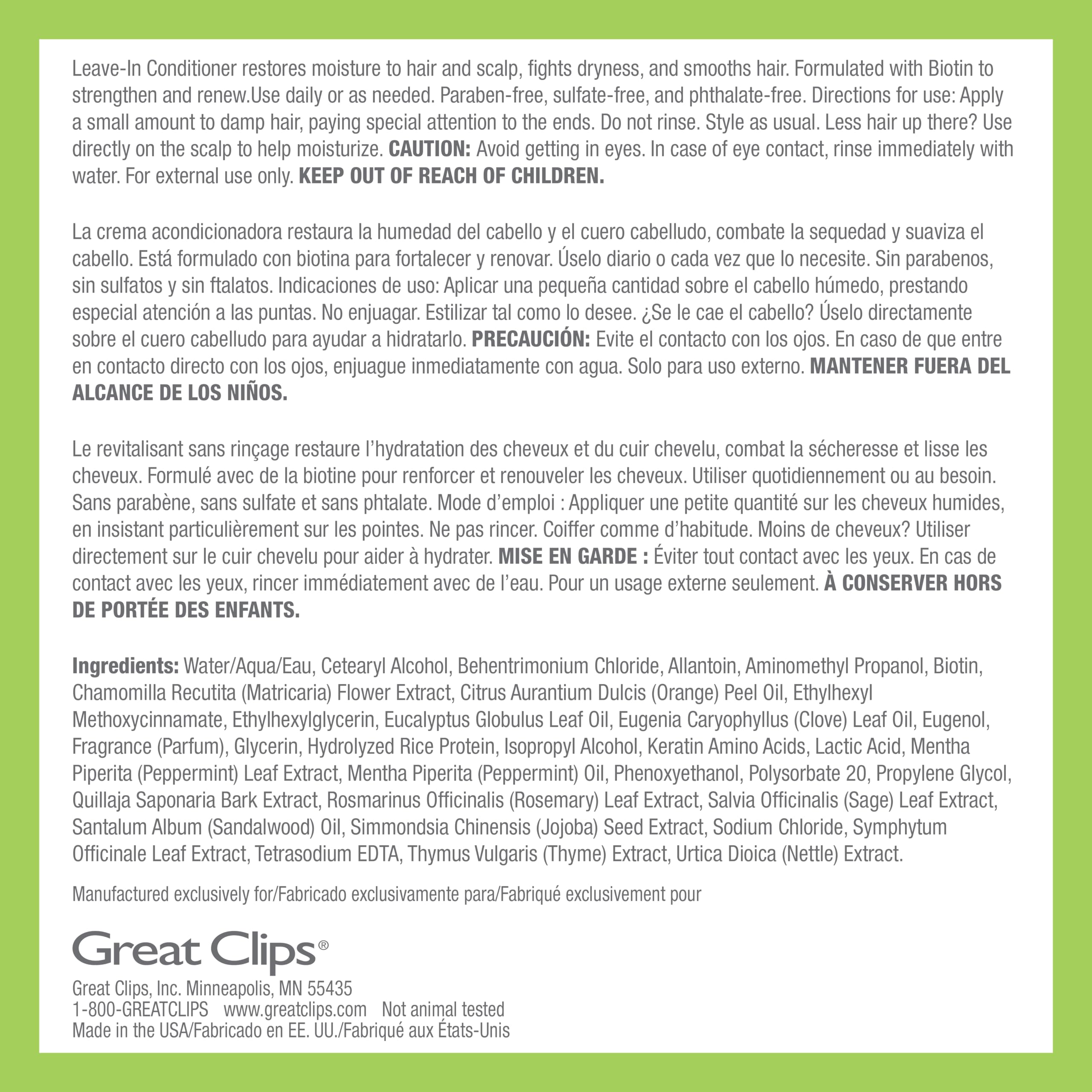 GREAT CLIPS LATITUDE Leave-In Conditioner | Hydrating Leave In Conditioner for Men | Promotes Hair Strength + Renewal | 12oz