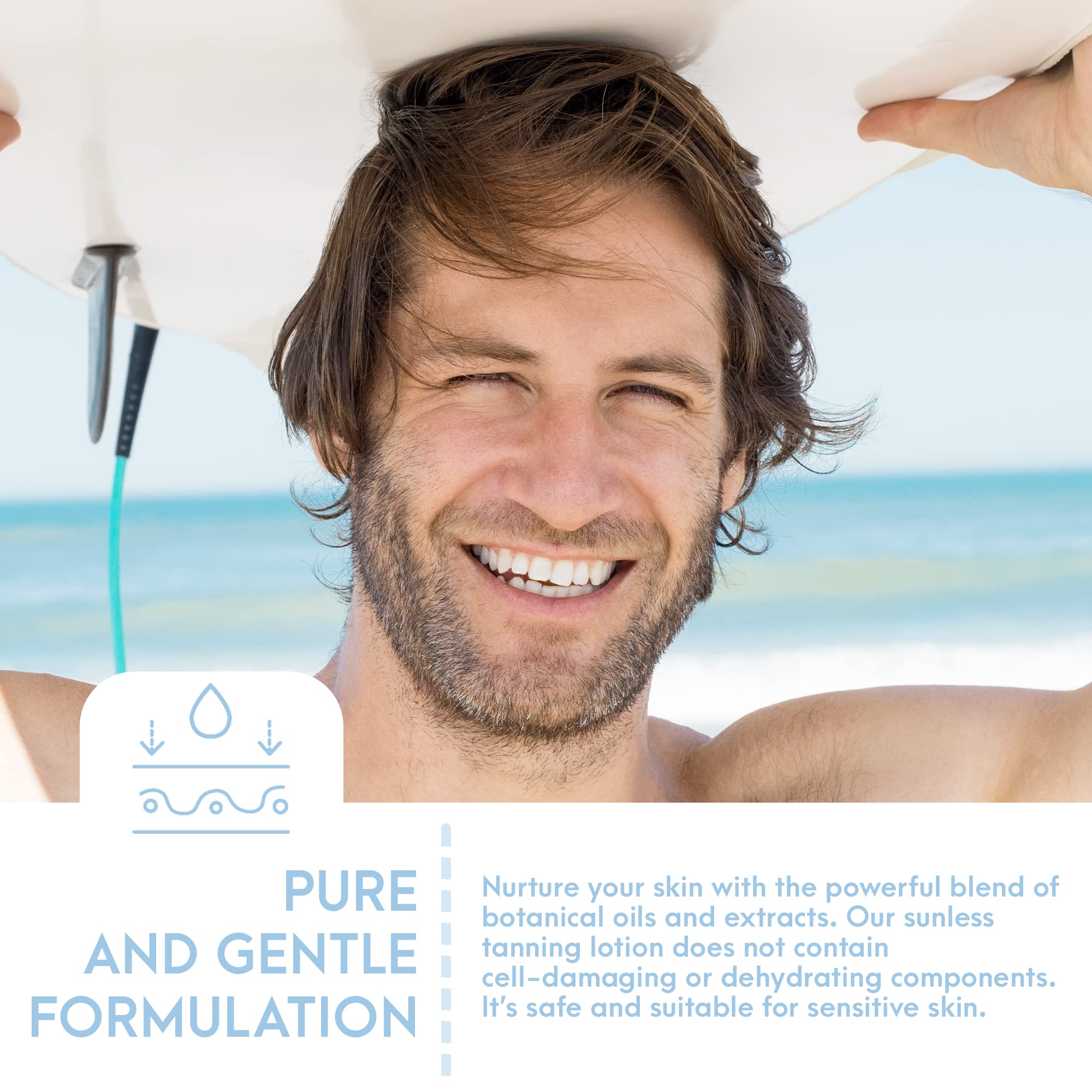 Natural Tone Organic Skincare Hydrating Sunless Tanner with Hyaluronic Acid, Aloe Vera-Based Self Tanning Lotion, Easy to Apply Self Tanner for Face and Body, 6 fl oz