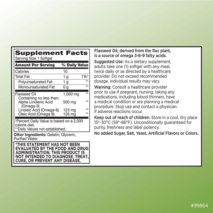 Quality Choice Flaxseed Oil 1,000 mg Softgels