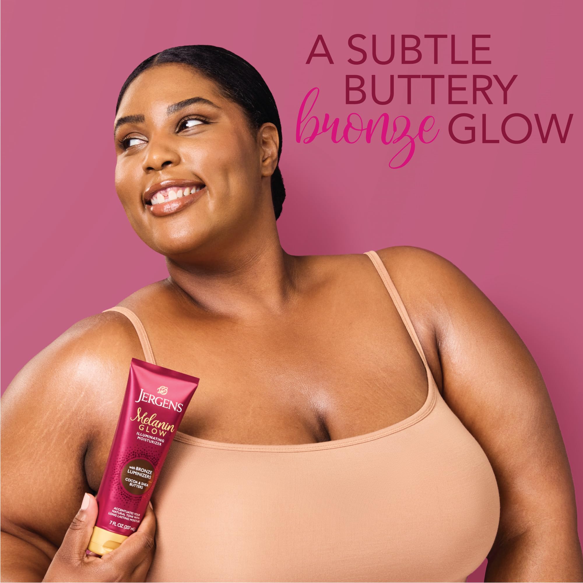 Jergens Hand and Body Lotion, Melanin Glow Illuminating Moisturizer, With Bronze Luminizers, 7 Oz