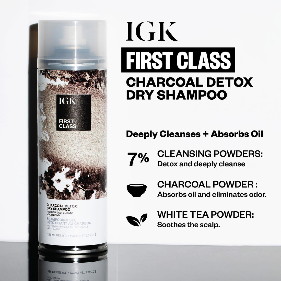 IGK FIRST CLASS Charcoal Detox Dry Shampoo, 6.3 Oz