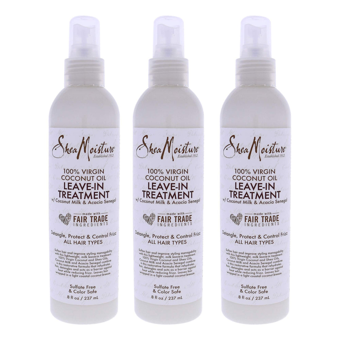 Shea Moisture 100% Virgin Coconut Oil Leave-In Treat 8 Ounce (237ml) (3 Pack)