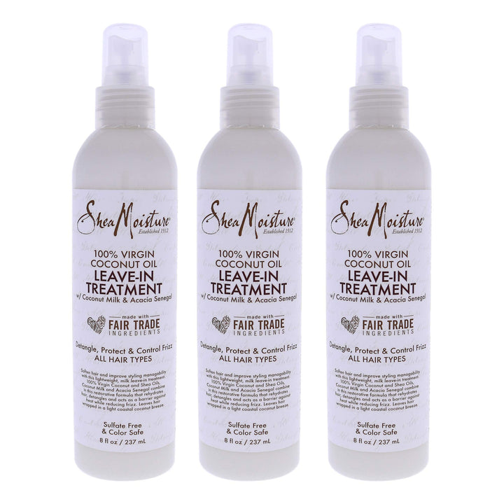 Shea Moisture 100% Virgin Coconut Oil Leave-In Treat 8 Ounce (237ml) (3 Pack)