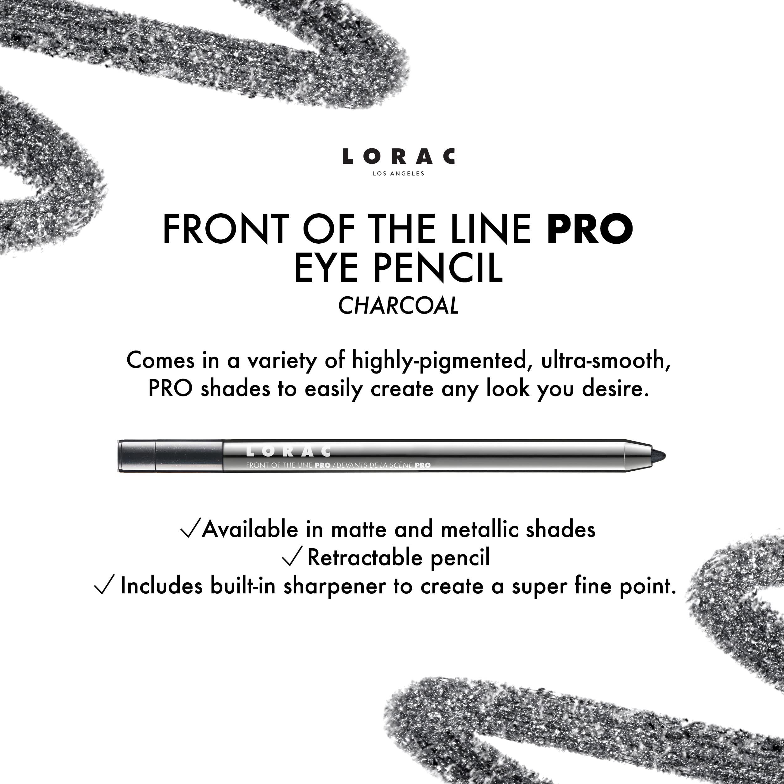 Lorac Front Of The Line Pro Eye Pencil - Charcoal - 0.012 Oz.
