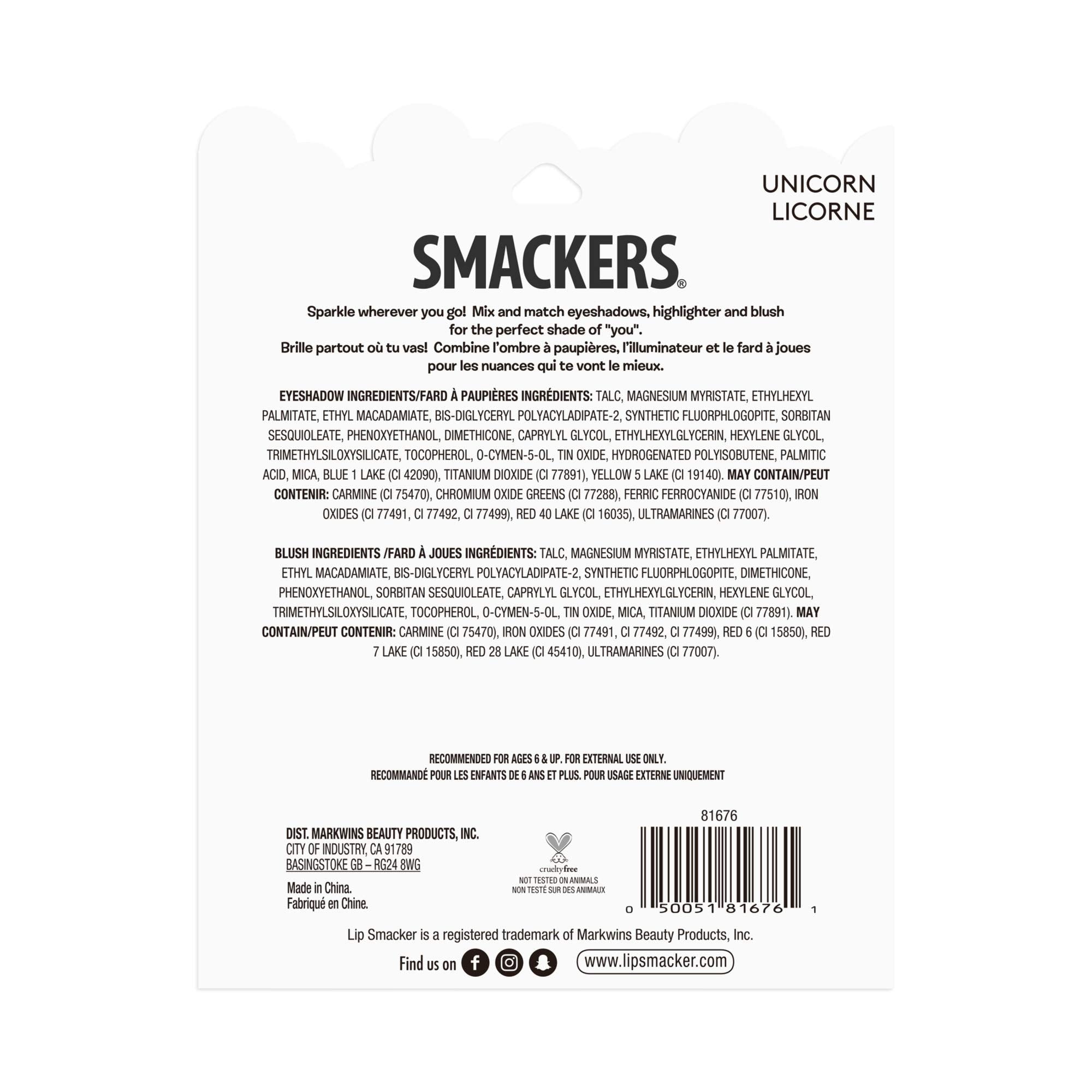 Smackers sparkle & shine makeup palette, Unicorn Palette, 0.42 Ounce