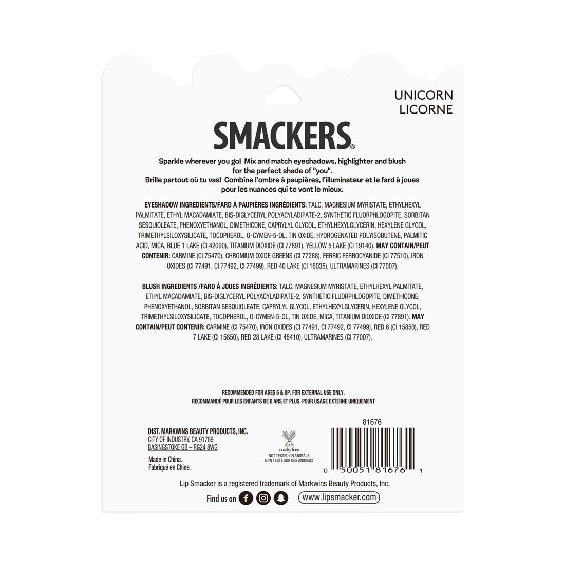 Smackers sparkle & shine makeup palette, Unicorn Palette, 0.42 Ounce