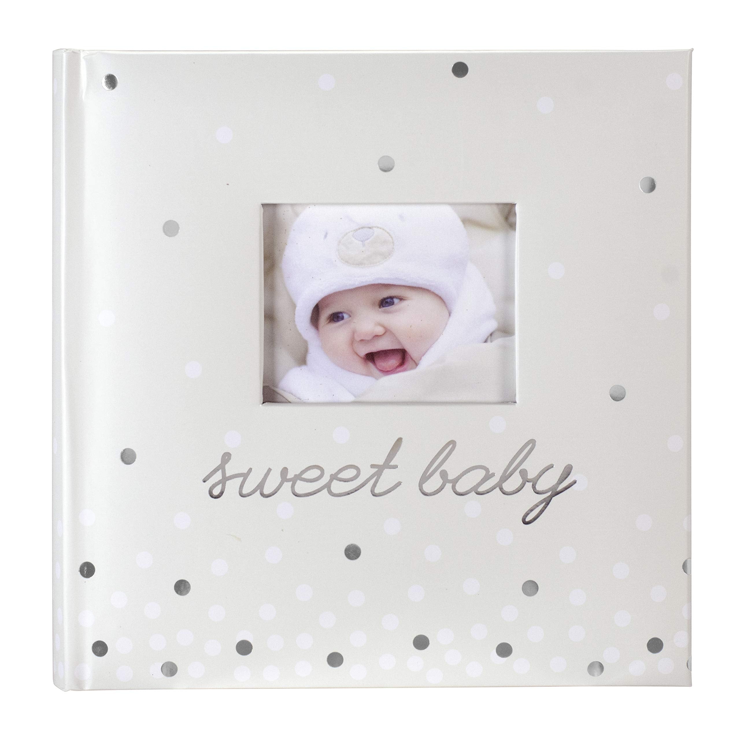 Malden International Designs Sweet Baby White Photo Opening Cover Photo Album, 160-4x6, White