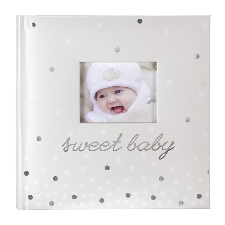 Malden International Designs Sweet Baby White Photo Opening Cover Photo Album, 160-4x6, White