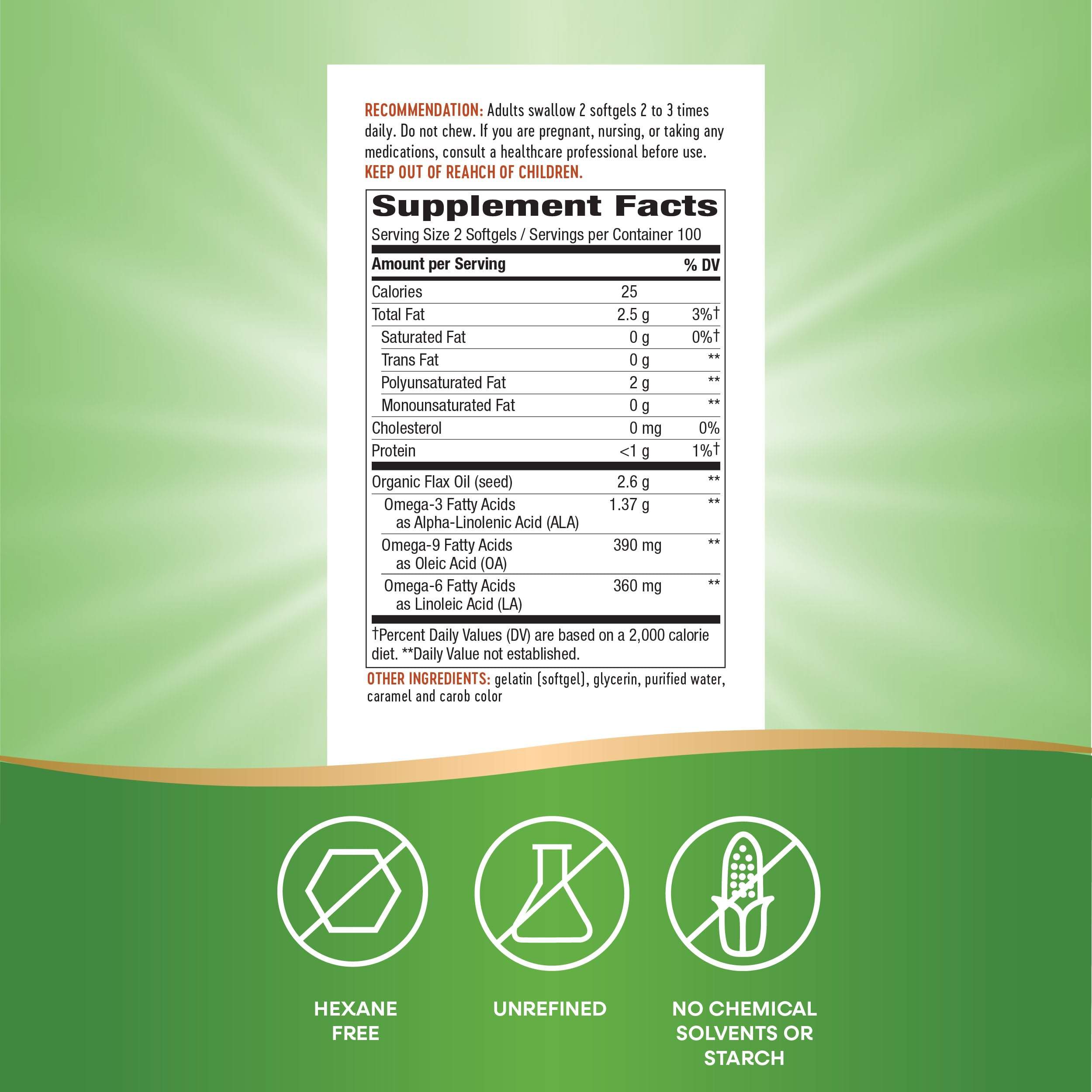 Nature's Way Flax Oil Max Strength‡, Supports Heart Health*, 200 Softgels