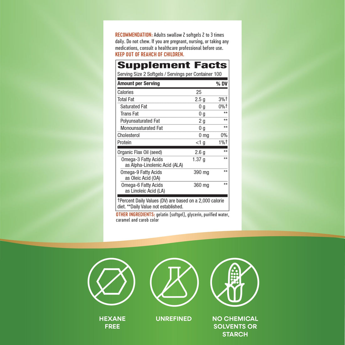 Nature's Way Flax Oil Max Strength‡, Supports Heart Health*, 200 Softgels