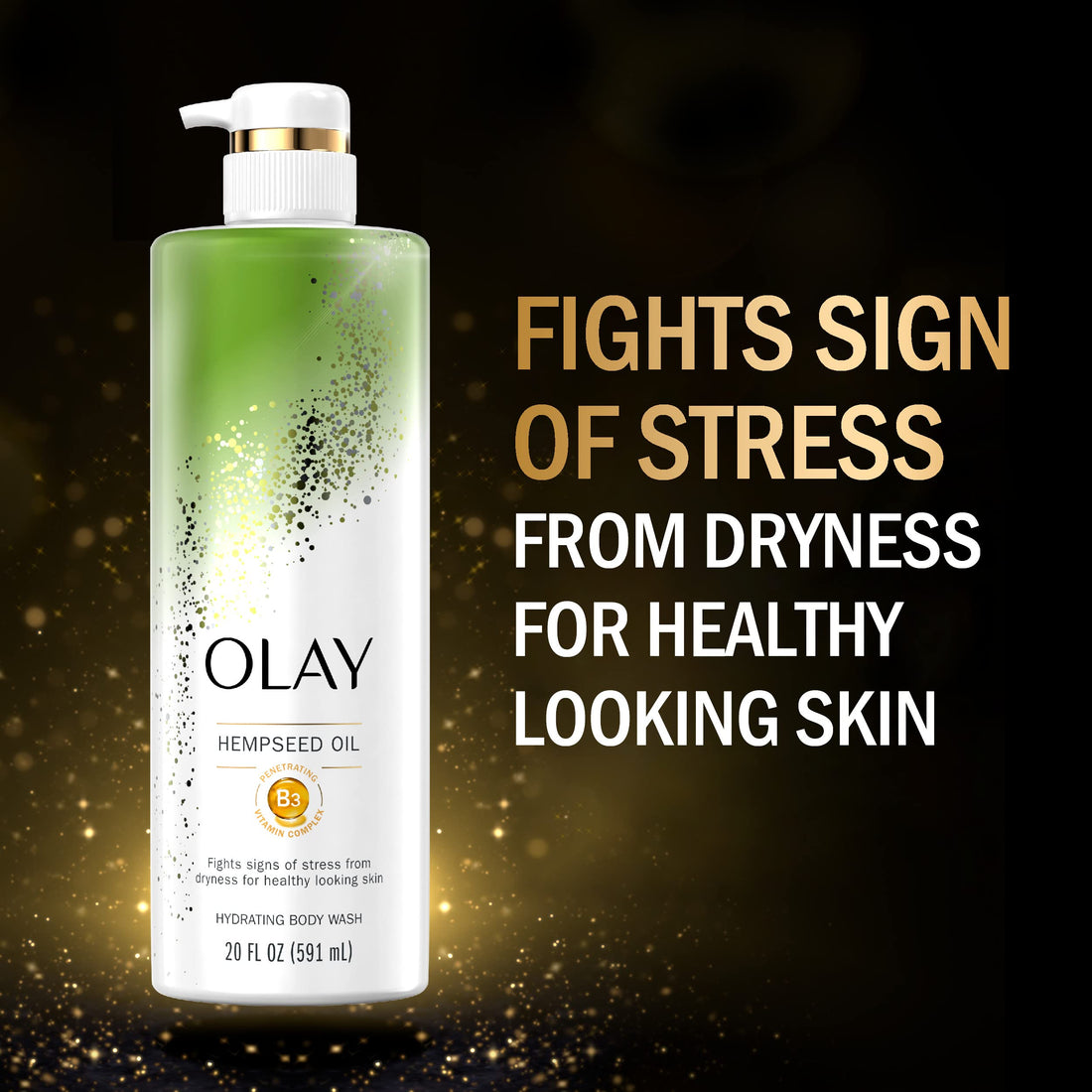 Olay Hydrating Body Wash for Women with Hempseed Oil and Vitamin B3, 20 fl oz (Pack of 4)