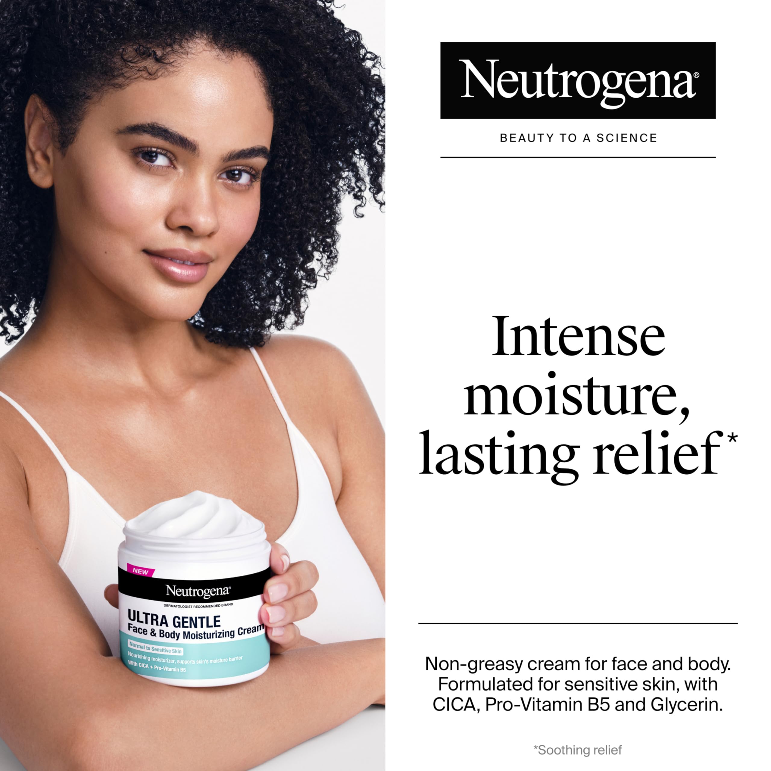 Neutrogena Ultra Gentle Face & Body Moisturizing Cream, Nourishing Face & Body Lotion Moisturizer for Normal to Sensitive Skin Leaves Skin Feeling Smooth & Healthy, Fragrance Free, 11 oz