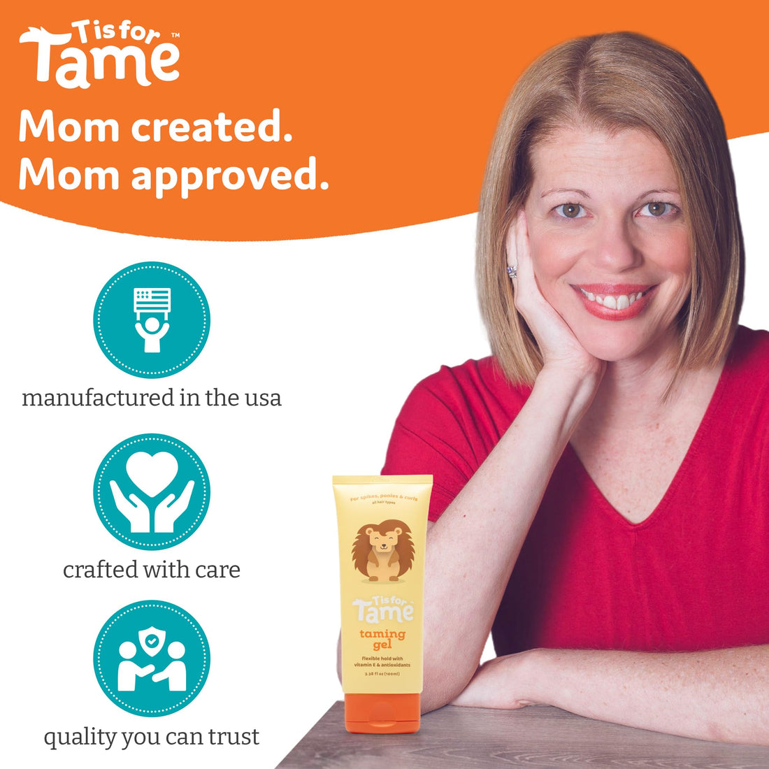 T is for Tame Taming Gel - Boys & Girls Baby Hair Styling Gel for Frizz Control, Flyaways - Natural Toddler, Kids Hair Tamer, Flexible Hold, 3.38fl oz, 2 Pack