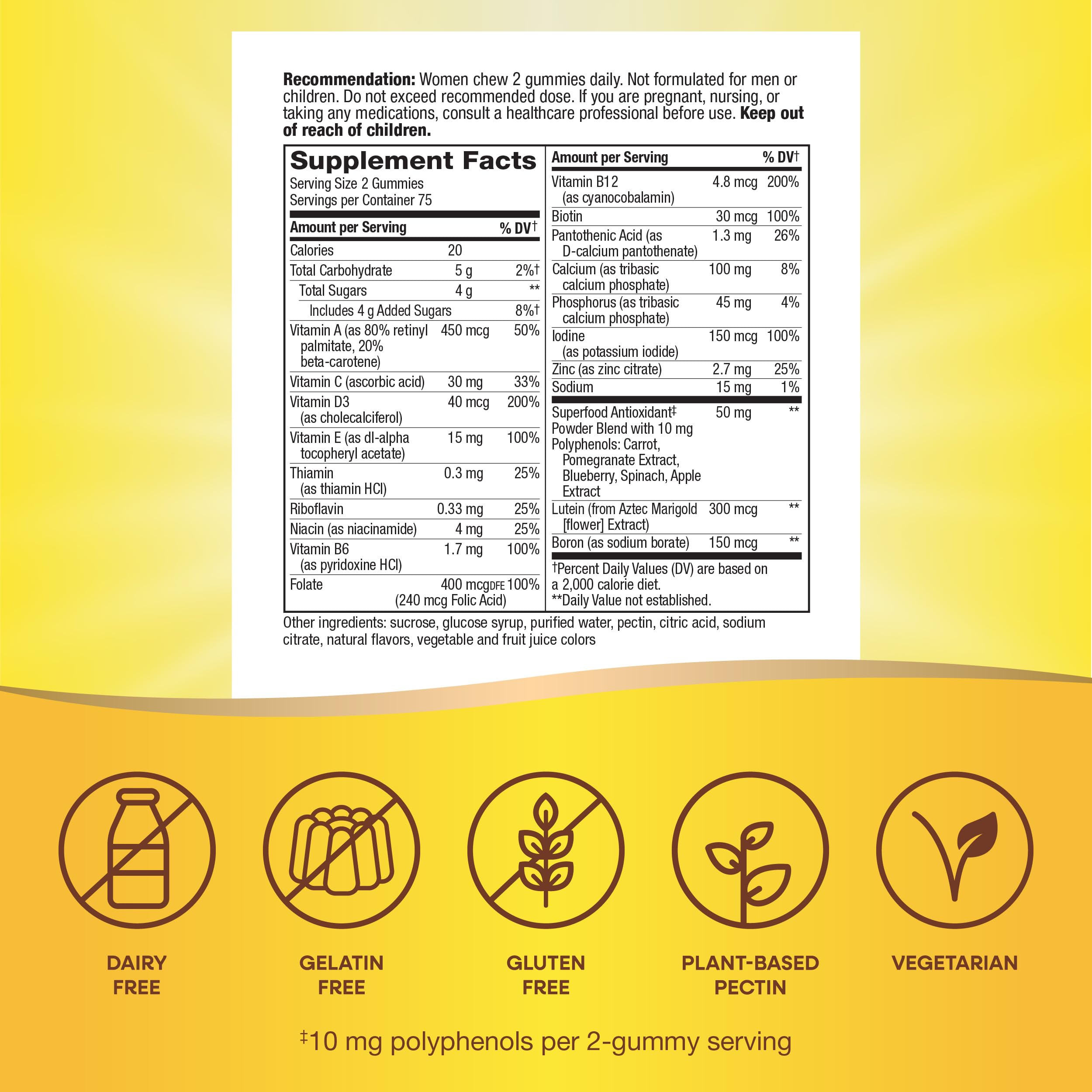 Nature's Way Alive Women’s 50+ Daily Gummy Multivitamins, Supports Multiple Body Systems*, Supports Healthy Heart, Brain & Bones,* B-Vitamins, Mixed Berry Flavored, 150 Gummies (Packaging May Vary)