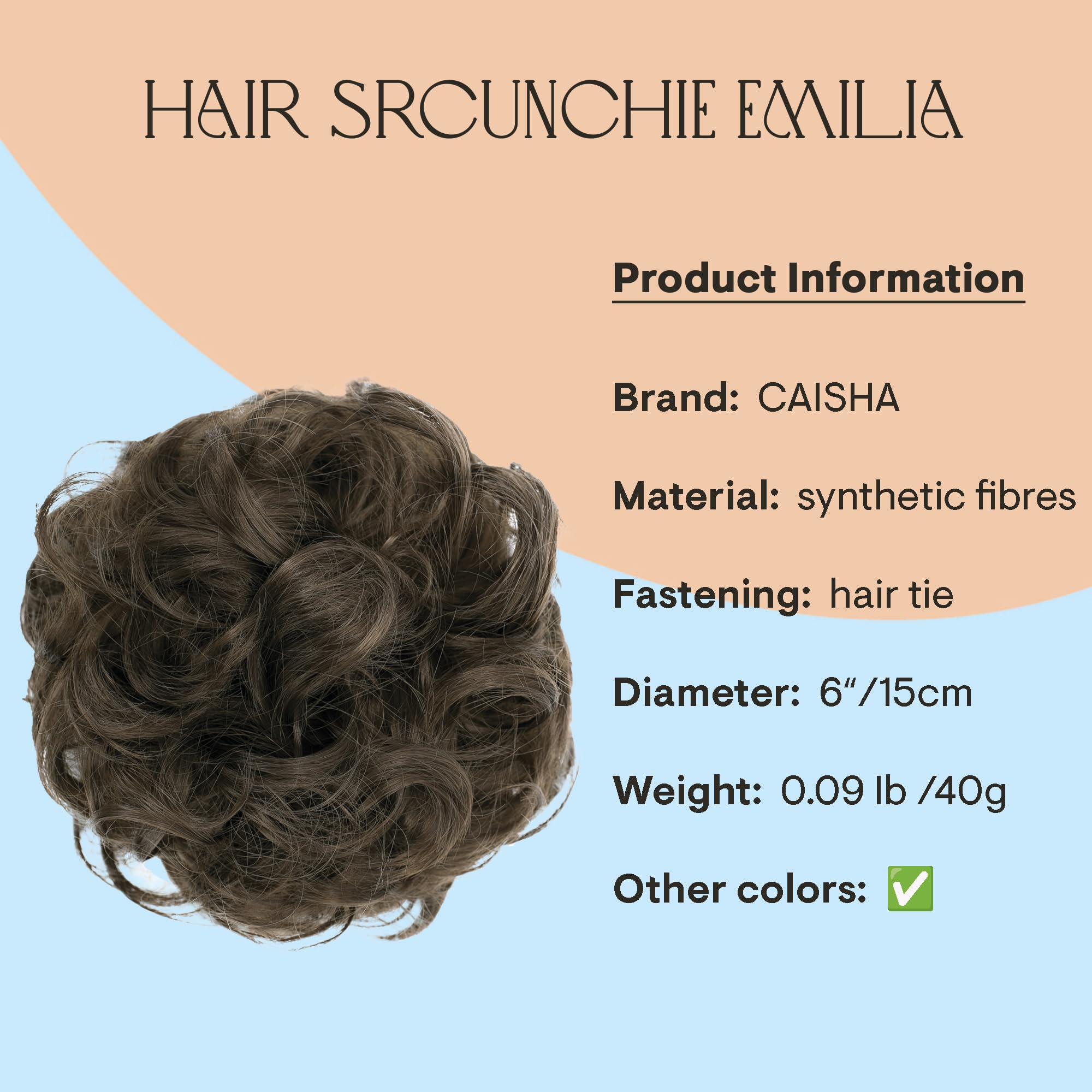 Brunette G5E_10 : PRETTYSHOP Hairpiece Hair Rubber Scrunchie Scrunchy Updos VOLUMINOUS Curly Messy Bun Brunette G5E_10