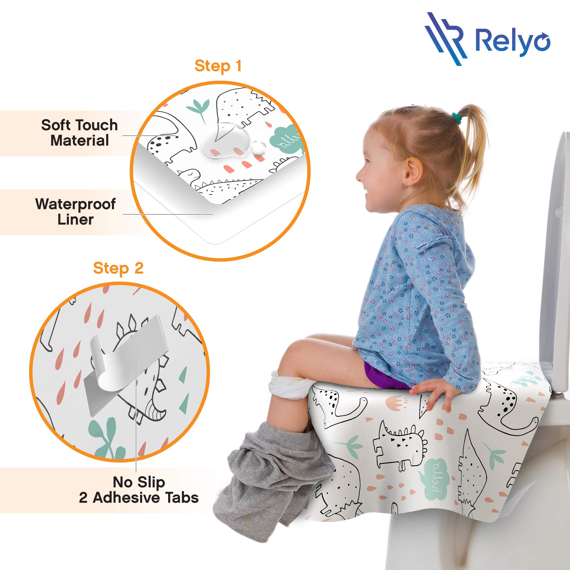 Toilet Seat Covers Disposable - 20 Pack - Waterproof, Ideal for Kids and Adults – Extra Large, Individually Wrapped for Travel, Toddlers Potty Training in Public Restrooms (Dinosaurs, 20)