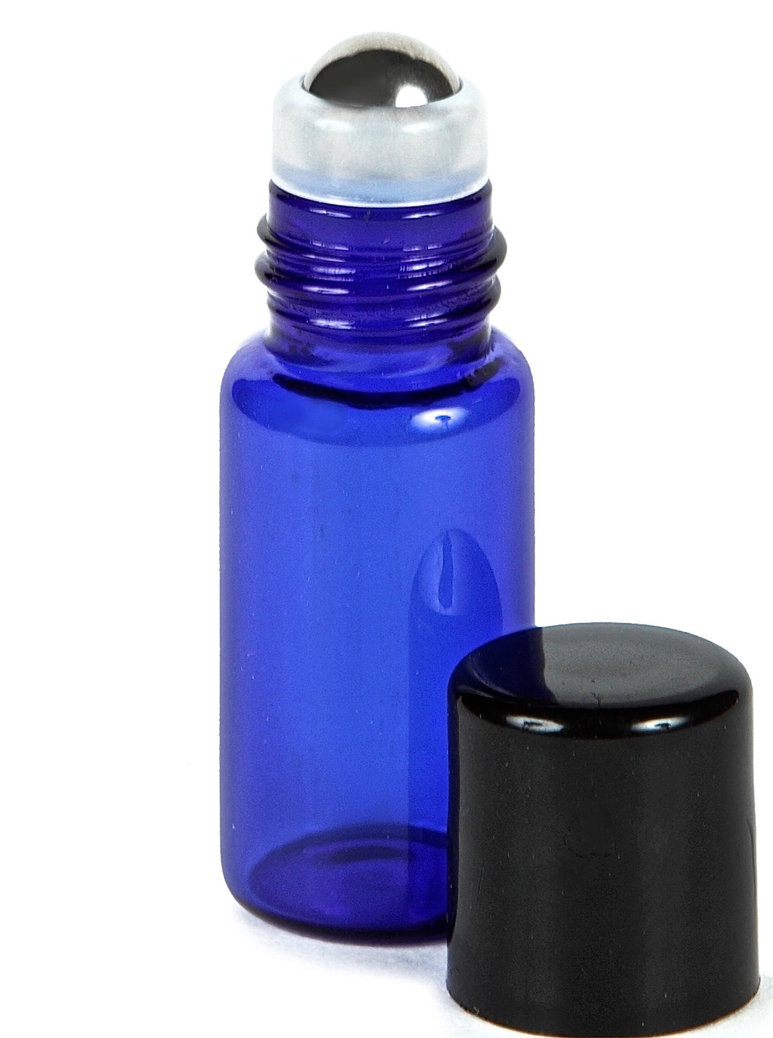 Vivaplex, 12, Cobalt Blue, 3 ml Glass Roll-on Bottles with Stainless Steel Roller Balls - Dropper included ...