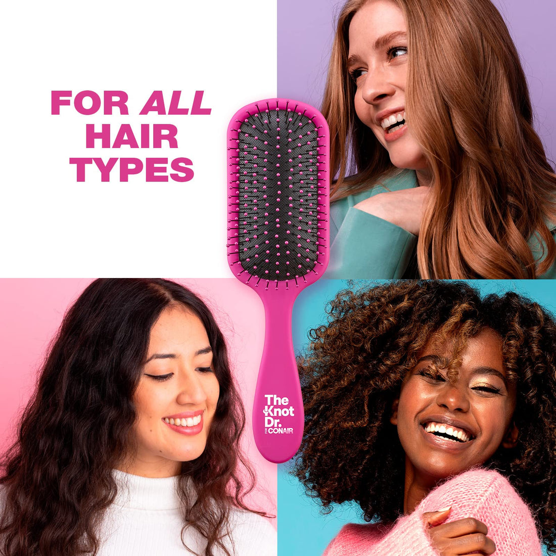 Conair, The Knot Dr, Pro Brite Wet & Dry Detangler, Pink, 1 Brush