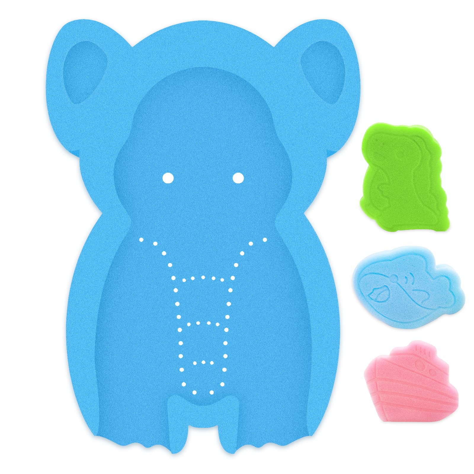 HALLO Soft Infant Bath Sponge Elephant Baby Bath Mat Newborn Comfy Foam Skid-Proof Cushion Odor Free(Blue)