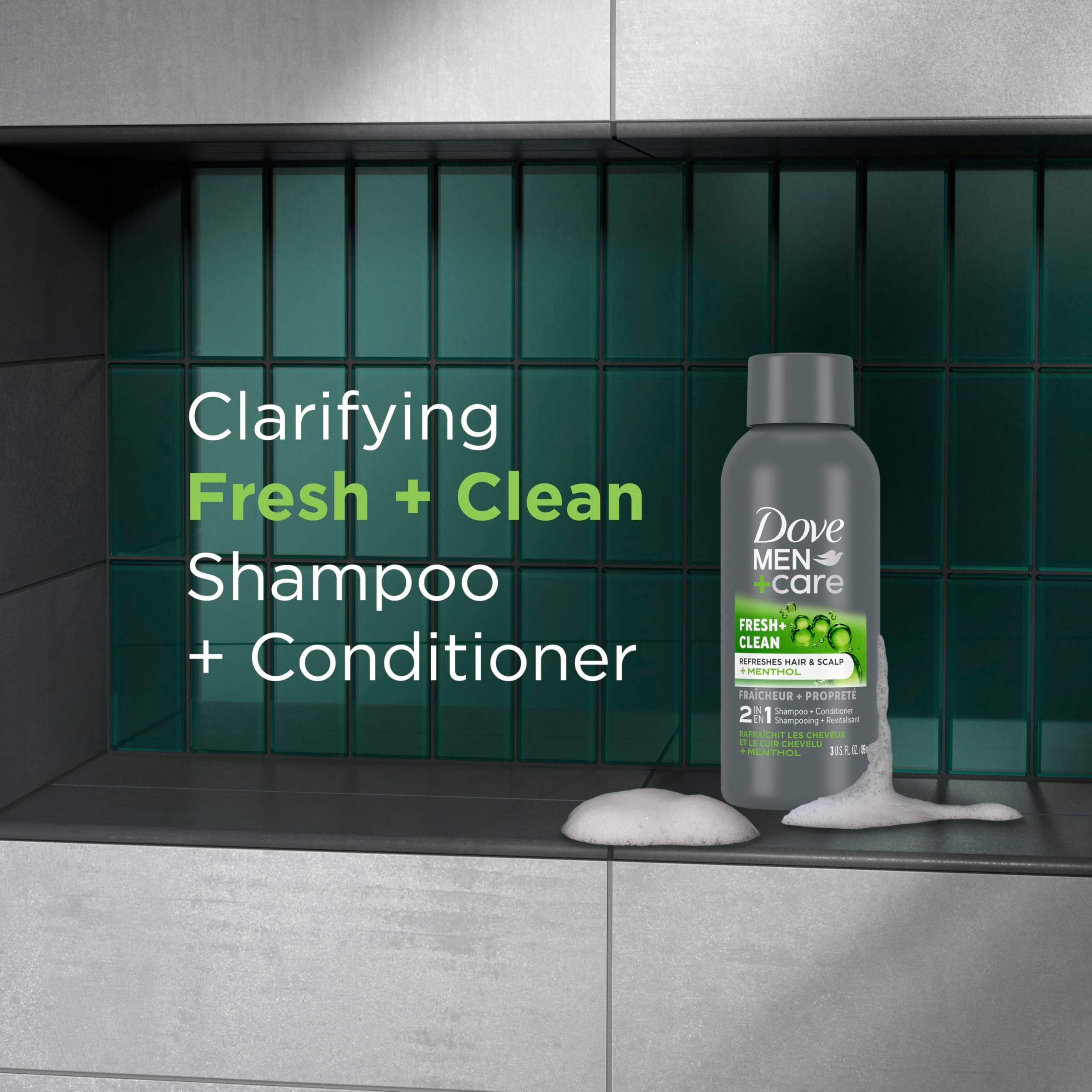 DOVE MEN + CARE Fortifying 2 in 1 Shampoo and Conditioner for Normal to Oily Hair Fresh and Clean with Caffeine Helps Strengthen Thinning Hair 3 oz (Pack of 12)