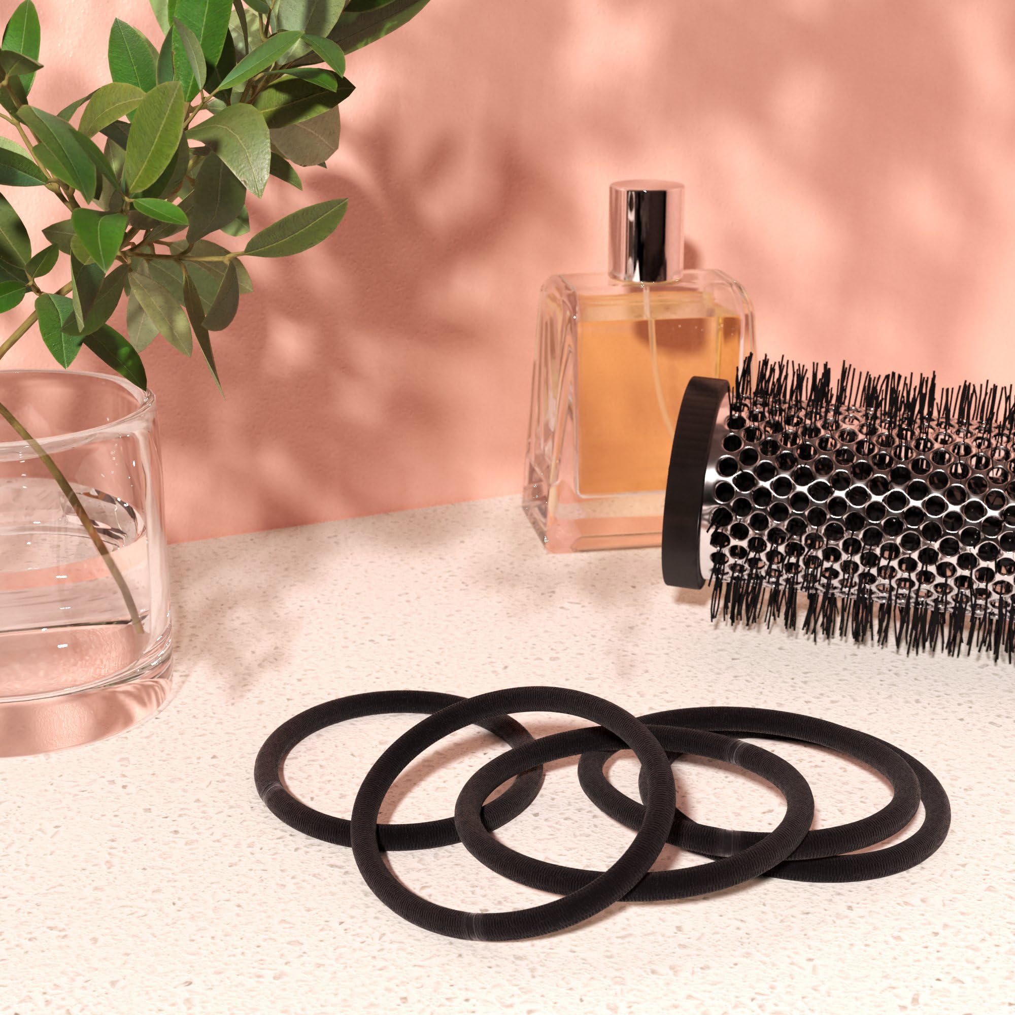 Amazon Basics Extra Long Extra Thick Elastics for Thick Hair, Black, Pack of 9