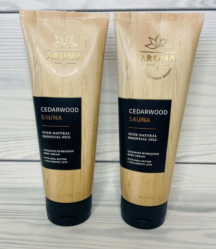 Bath & Body Works Eucalyptus Patchouli & Cedarwood Sauna Natural Essential Oils Body Cream 8 Ounces 2 Pack