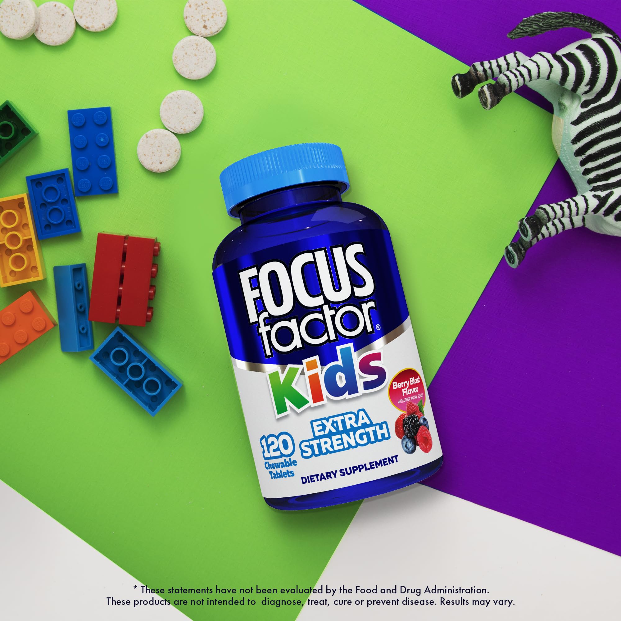 Focus Factor Kids Extra Strength Daily Chewable for Brain Health Support, 120 Count – Vitamins - Quality Formula – Gluten & Dairy Free Supplements for Children – No Artificial Sweetener
