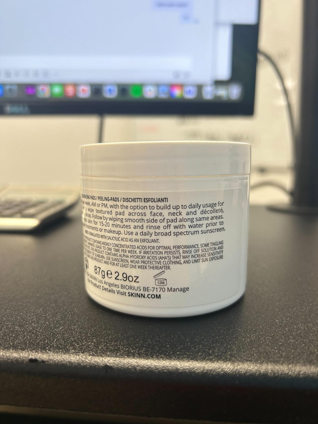 SKINN Multi-Acid Resurfacing Pads, with Glycolic, Lactic & Salicylic Acid, 60 Pads - Witch Hazel Chemical Peel for Face, Neck & Decollete Exfoliates, Brightens & Tones Skin, for Fine Lines & Wrinkles