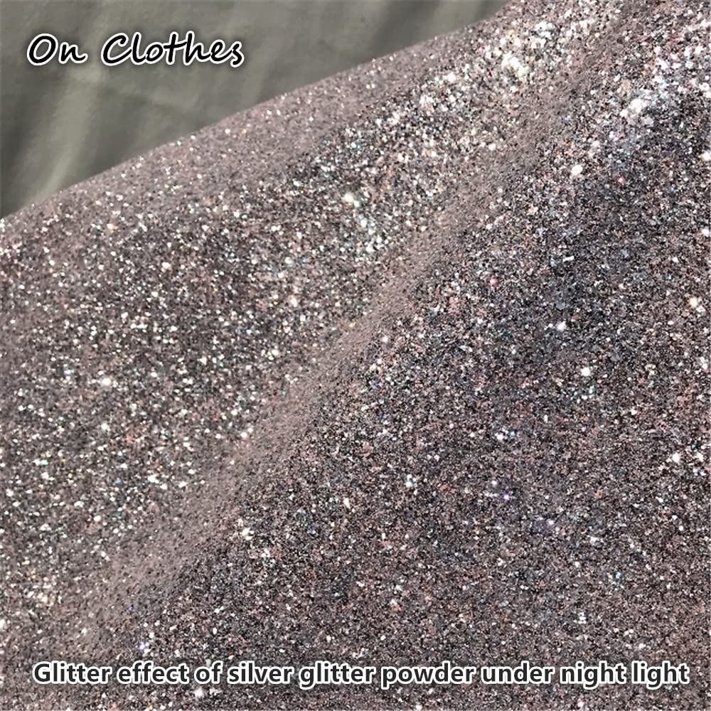 Go Ho Hair and Body Glitter Spray,Festival Glitter Dry Powder Makeup for Clothes,Silver Glitter Spray Loose Sparkle Powder,Holographic Ultra Fine Glitter,Resin Glitter for Crafts,10g