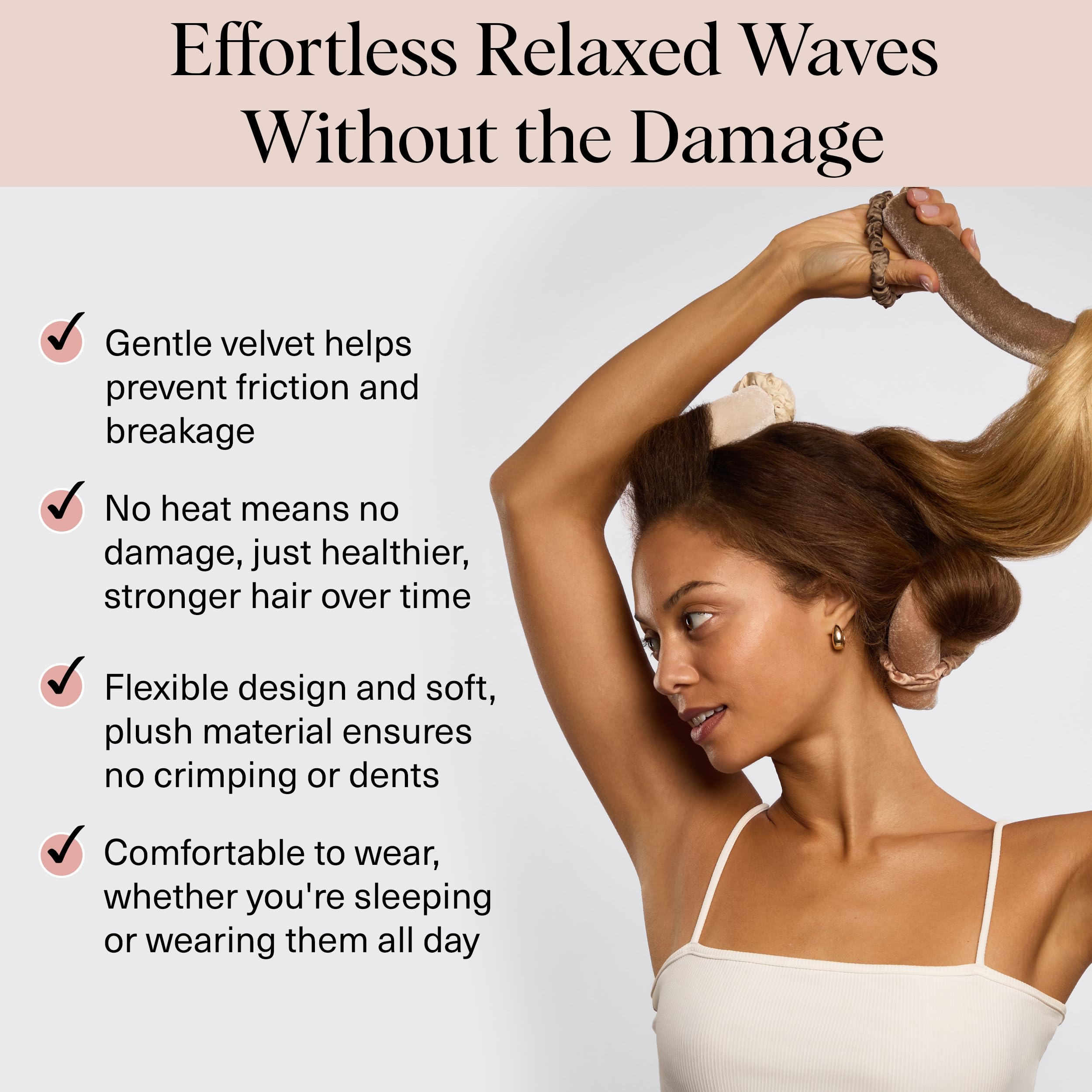 Kitsch XL Flexi Rods for Heatless Curls Overnight - Soft Velvet Hair Rollers for Women - Hair Curlers to Sleep In - Eucalyptus, 4pcs