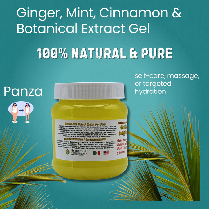 B-Experts Gel De Jengibre, pina, Canela,menta,eucalipto,algas, maracuya, limon, romero, manzana & linaza (Ginger, mint, cinnamon, passion fruit Gel) 100% Natural Hydrating Formula | 250g|Panza