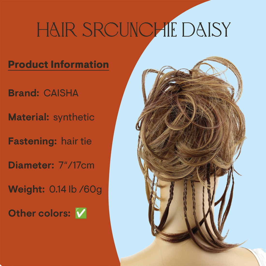 Reddish Brown Blonde Mix #33H27 G19D: Prettyshop Hairpiece Hair Rubber Scrunchie Scrunchy Updos Voluminous Wavy Messy Bun Reddish Brown Blonde Mix #33H27 G19D