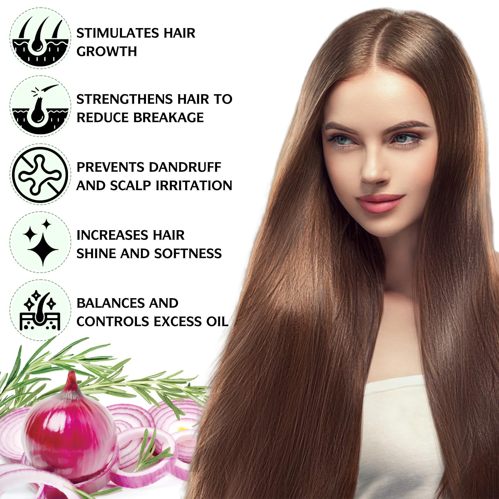 Onion Biotin and Rosemary Shampoo and conditioner Treatment Set, All Hair Types Conditioner Hair Care, Thinning Hair, Reduce Hair Loss -Soft and Shine - Promotes Growth for Fuller Healthier
