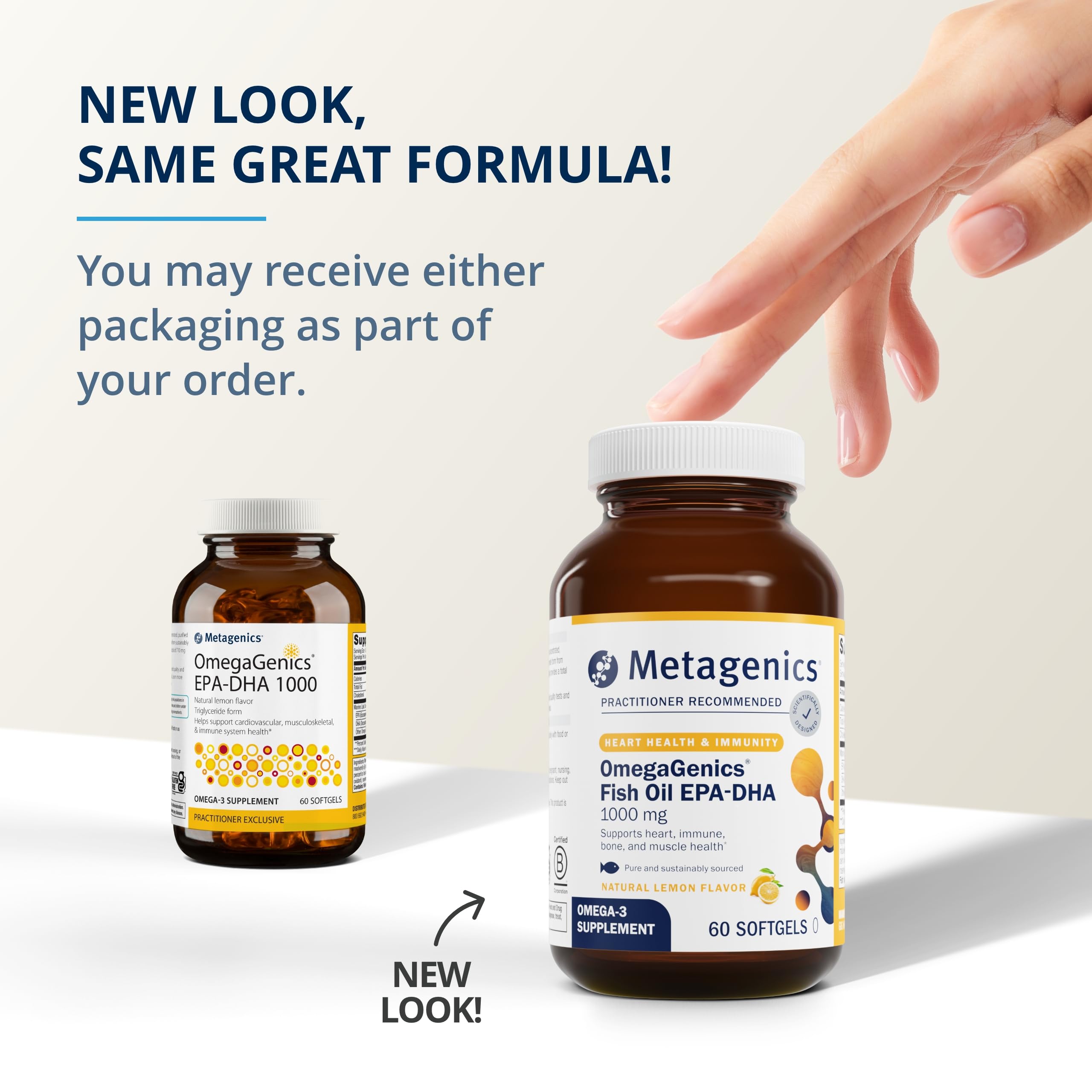 Metagenics OmegaGenics Fish Oil EPA-DHA 1000 - Omega-3 Fish Oil Supplement - for Heart Health, Musculoskeletal Health & Immune System Health* - with DHA & EPA - 60 Softgels