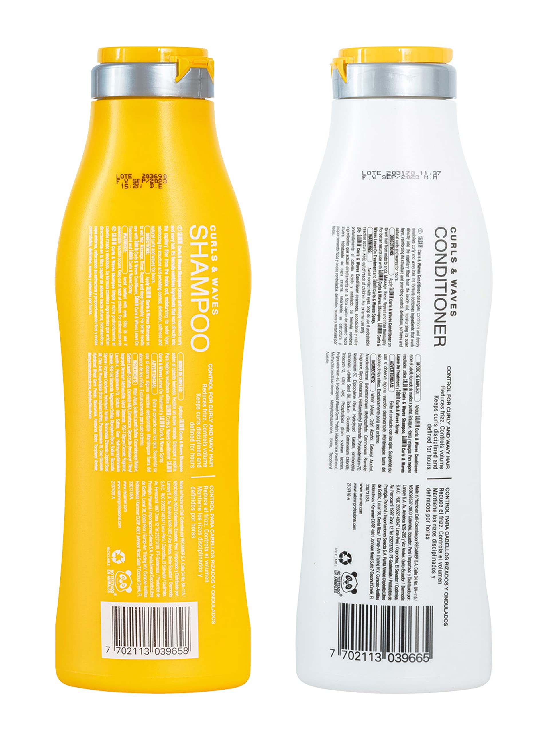 RECAMIER Professional Salon In Hydrating Anti Frizz Curly Hair Shampoo and Conditioner Set with Keratin Damaged Locks Moisturizing Treatment Champu y Acondicionador para Cabello Rizado