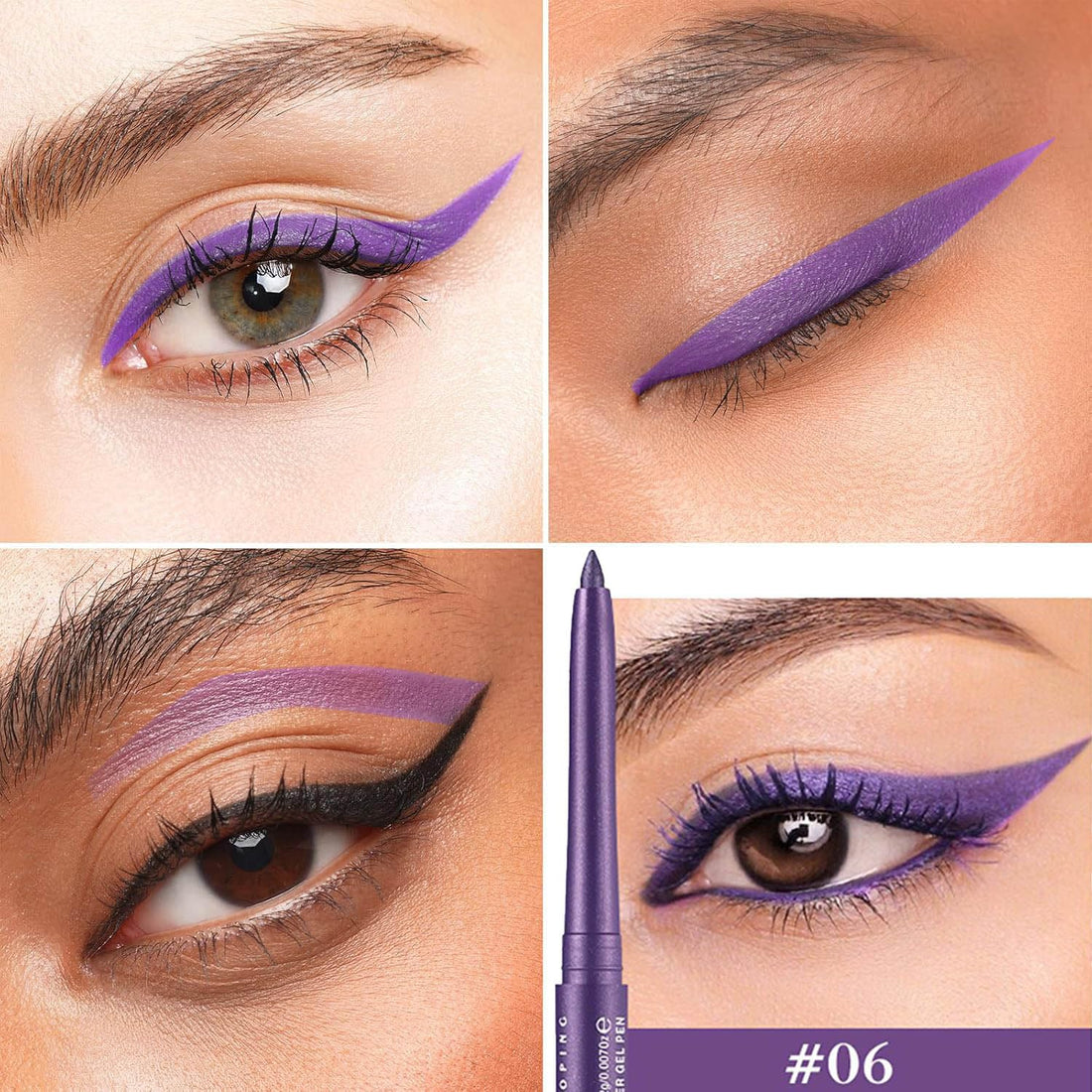 Mefyhtune Purple Waterproof Eyeliner Pencil Retractable Cream Purple Gel Eyeliner Smudge-proof Hypoallergenic (06#)