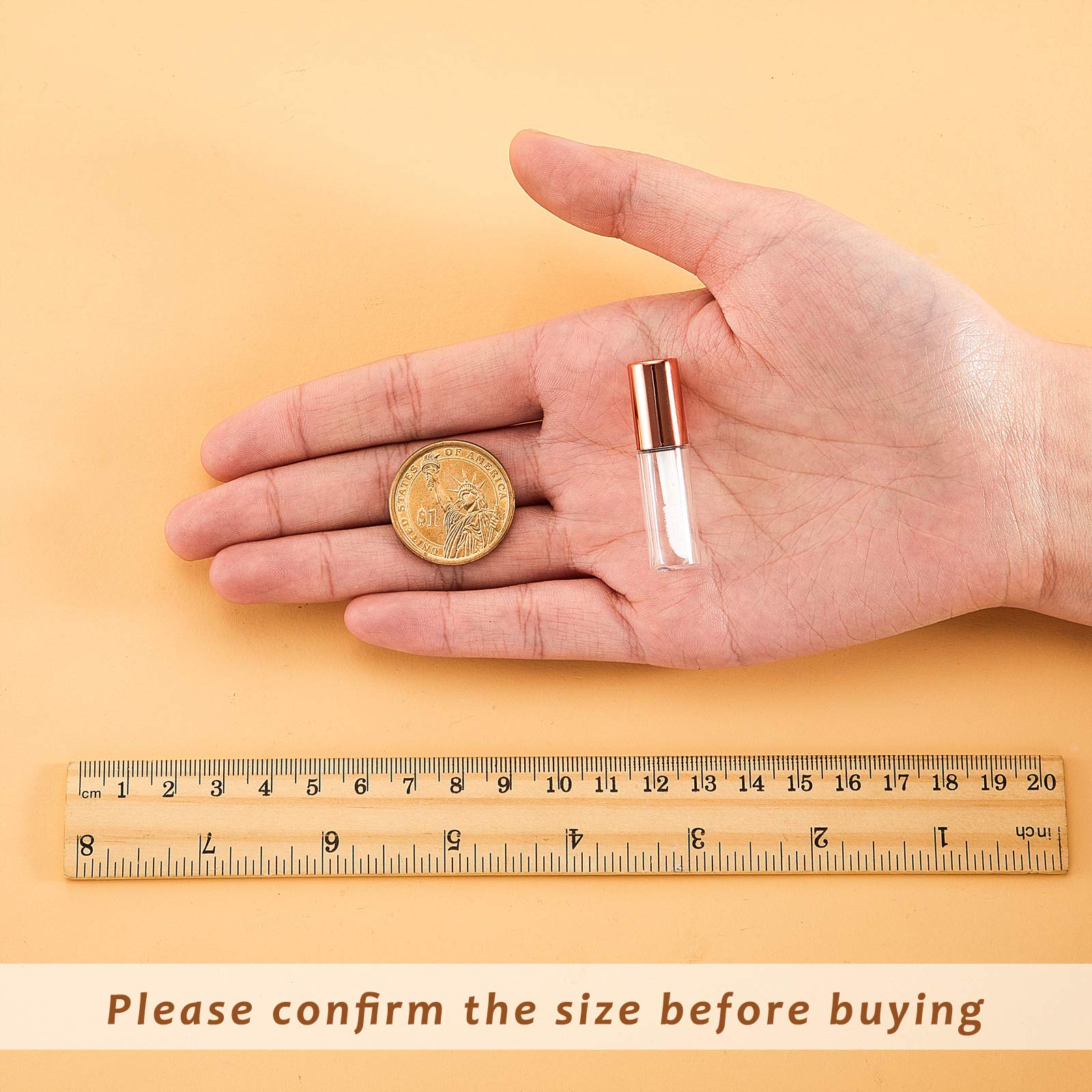 25 Pack Empty Lip Gloss Tubes Containers, Clear Mini Refillable Lip Balm Bottles with Rubber Inserts and Transfer Pipettes for Lip Samples Travel Split Charging DIY Makeup (1.2 ML, Rose Gold)