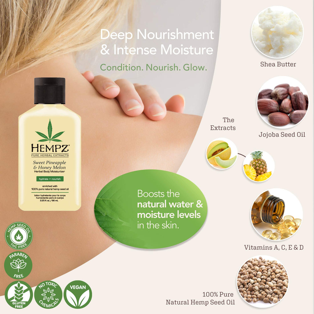 Hempz Original, Sweet Pineapple & Honey Melon, and Triple Moisture Travel Size Moisturizers, Pure, Natural & Herbal Hemp Seed Lotion for Dryness, 2.25oz, 3-Pack Bundle