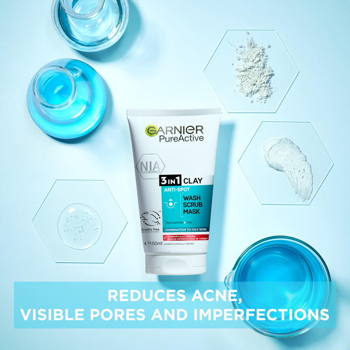 Garnier Skin Naturals Pure 3in1 Wash, Mask & Scrub (150ml)