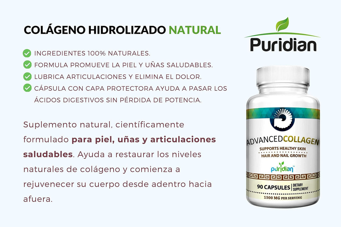 Colageno Hidrolizado para Mujer Pastillas Advanced Collagen+ para La Cara, Cabello, Uñas Y Piel Saludable - 90 Capsulas De 1500 mg De Colágeno Puro Y Natural