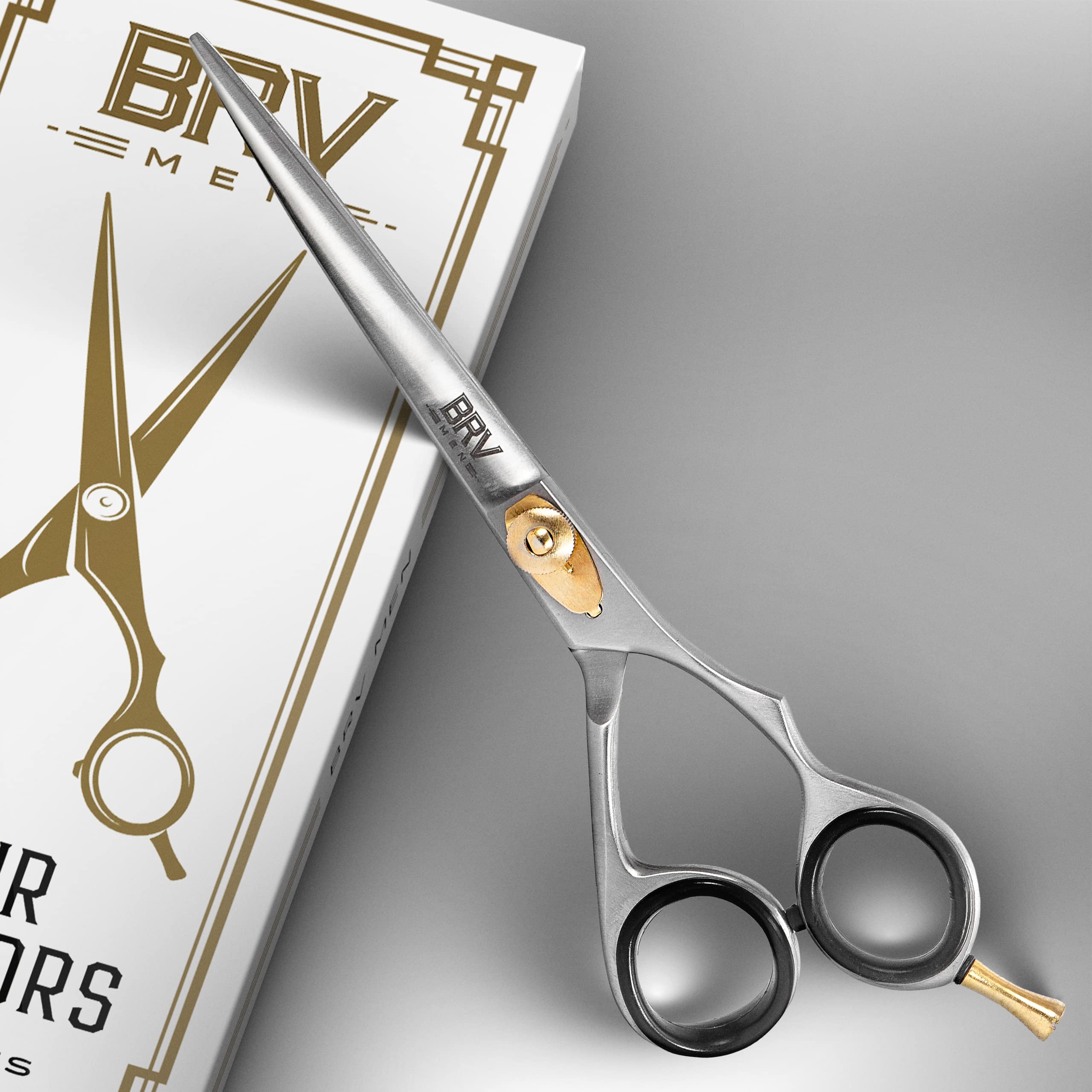 BRV MEN Hair Cutting Shears/Scissors | 100% Stainless Steel | 6.5 Inches | Professional Haircut & Styling Scissors | Shears For Barbers & Personal Use | Super Sharp Razor Edge Scissor | Fi