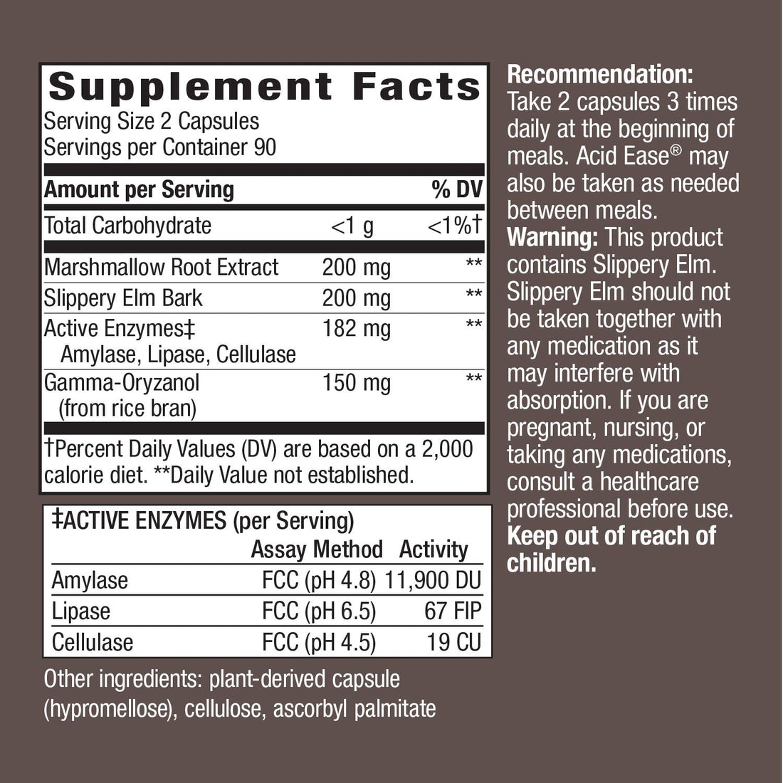 Nature's Way Acid-Ease Digestion Formula, Digestive Support Supplement for Sensitive Stomachs*, 180 Vegan Capsules