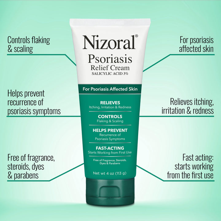 Nizoral Psoriasis Relief Cream- Relieves Itching, Irritation & Redness and Controls Flaking and Scaling with Maximum Strength Medicine (Salicylic Acid 3%), 4 Fl Oz