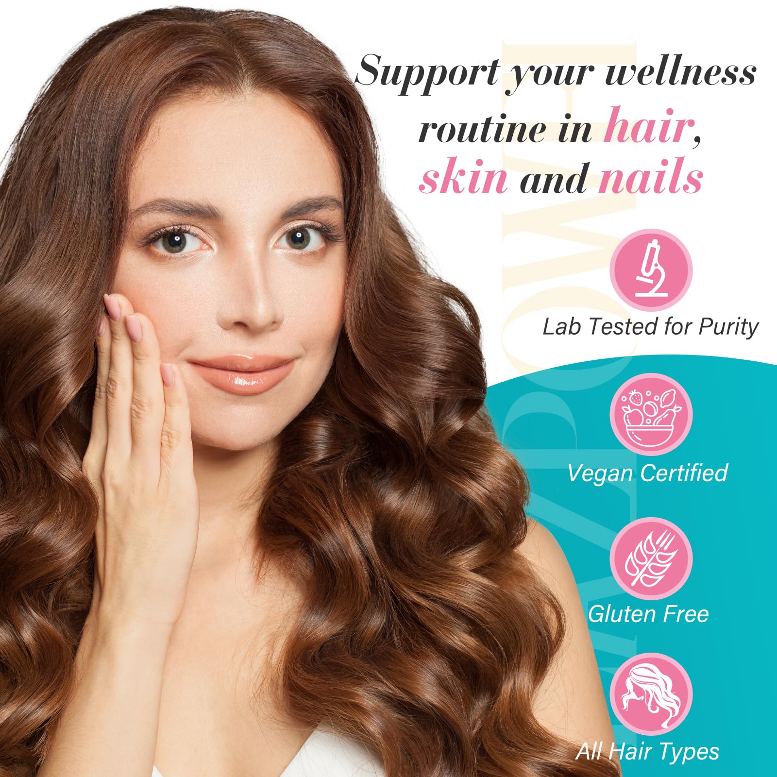 Lazpowfi Biotin Gummies -Hair Skin and Nails Vitamins for Men & Women, Vegan Vitamin B7, Supports Hair Growth and Stronger Nails,30 Day Supply - Raspberry-60 Count