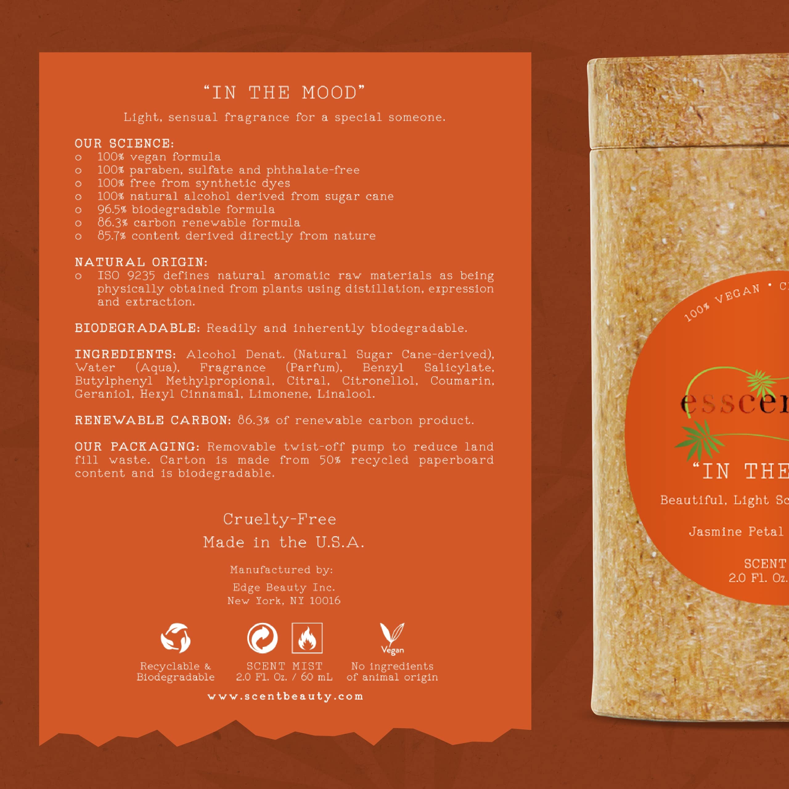 ESSCENTIALS In The Mood Fragrance Mist | Light, Buildable, Spray Fragrance Featuring Subtle Notes Of Jasmine Petal & Warm Musk, 2.0 oz / 60mL