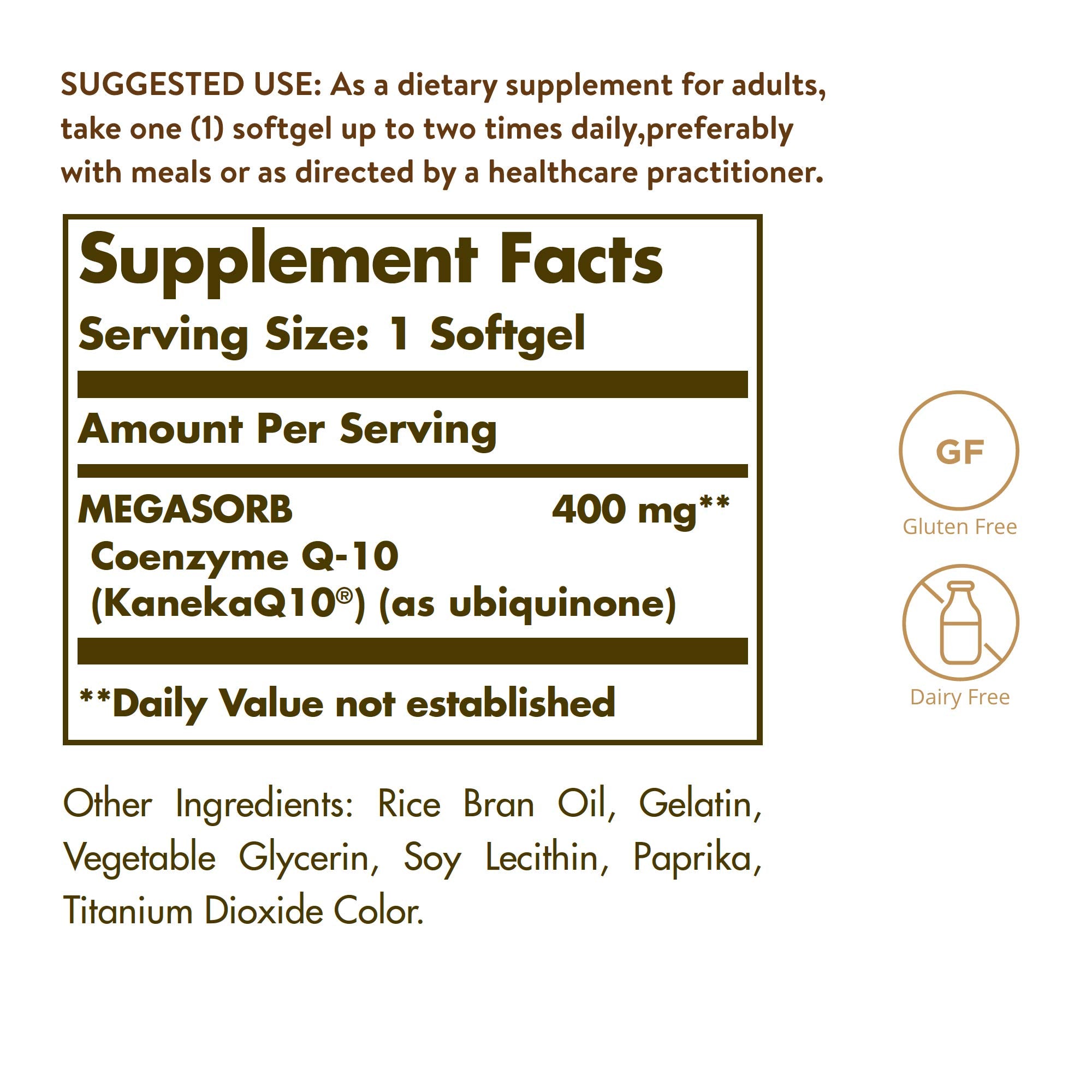 Solgar Megasorb CoQ-10 400 mg, 60 Softgels - Supports Heart & Brain Function - Coenzyme Q10 Supplement - Enhanced Absorption - Gluten Free, Dairy Free - 60 Servings